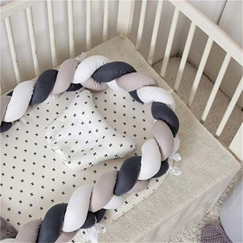 Flätad Knutspjälsäng Samsovande Babysäng - 100 % Bomull Bärbar Spjälsäng För Camping/sovrum/resor 0-24 Månader