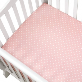 Flicka Spjälsäng Lakan Vintage Fitted Chic Blush Rosa 100% Bomull Mjukt Baby Sweet Star Tryckt