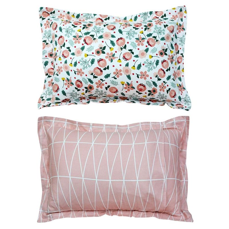 Flickor Blush Sängkläder Set Country Flower Printing 100% Bomull Vändbart Påslakanset (1 Påslakan + 2 Kuddar)