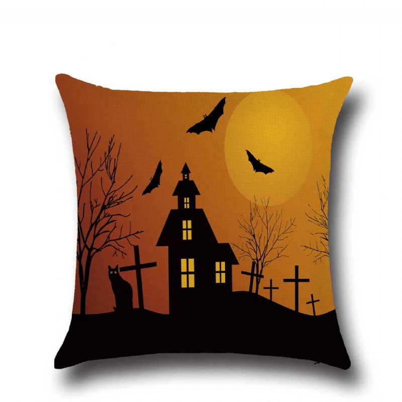 Halloween Bat Owl Mönster Örngott Bomull Linne Kudde Kuddfodral Säte Heminredning