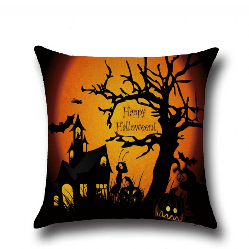 Halloween Bat Owl Mönster Örngott Bomull Linne Kudde Kuddfodral Säte Heminredning