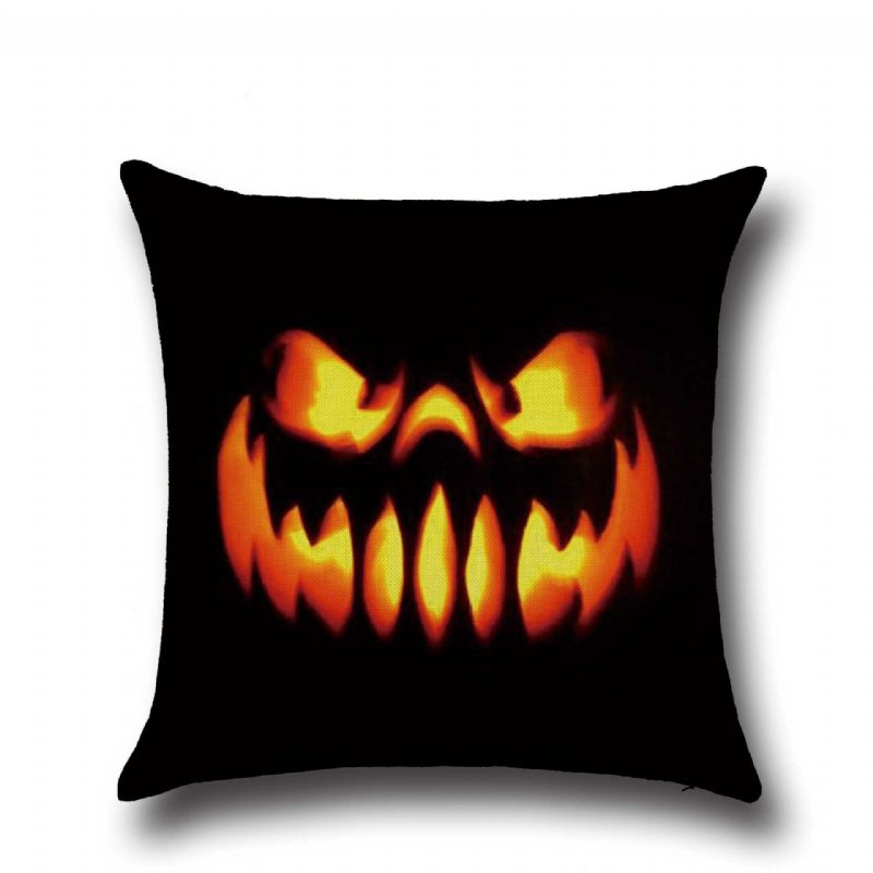 Halloween Horrible Pumpkin Ljusmönster Örngott Bomull Linne Kuddfodral