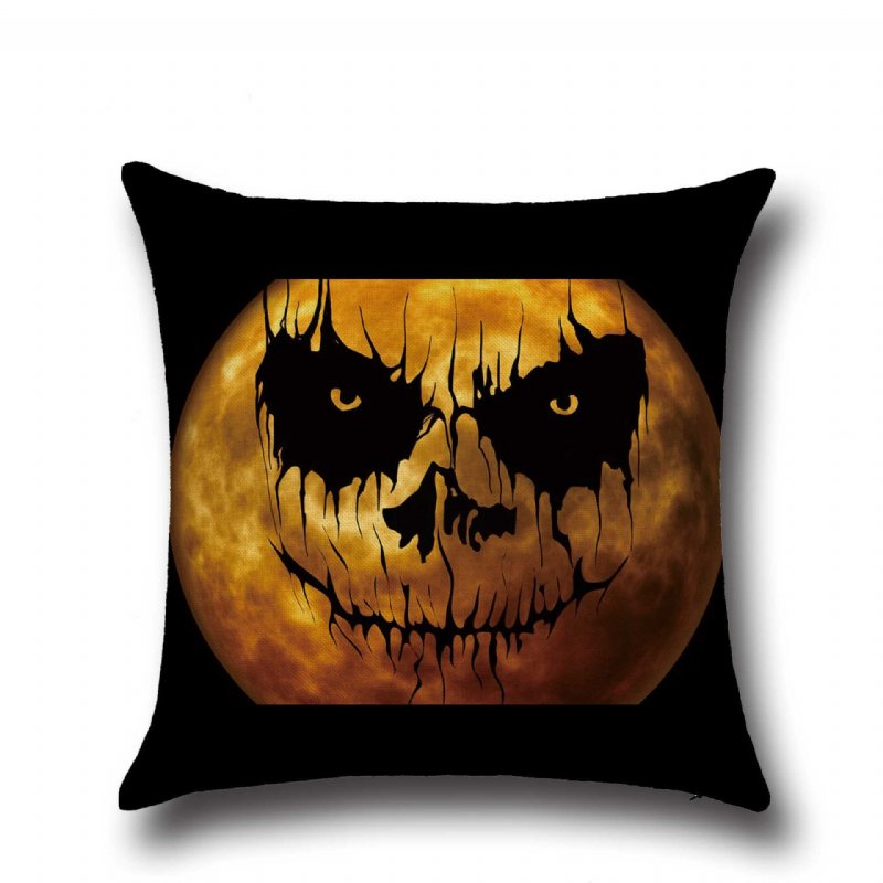 Halloween Horrible Pumpkin Ljusmönster Örngott Bomull Linne Kuddfodral