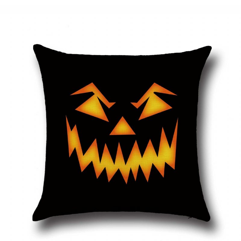 Halloween Horrible Pumpkin Ljusmönster Örngott Bomull Linne Kuddfodral