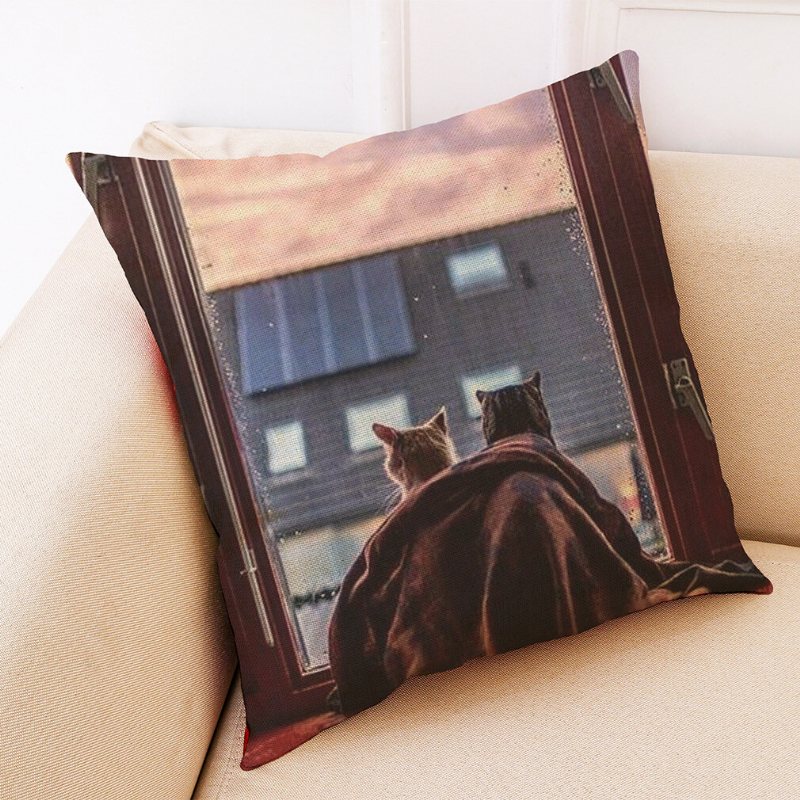 Honana Bx 45x45cm Kattmönster Lyxigt Kuddfodral Graffistil