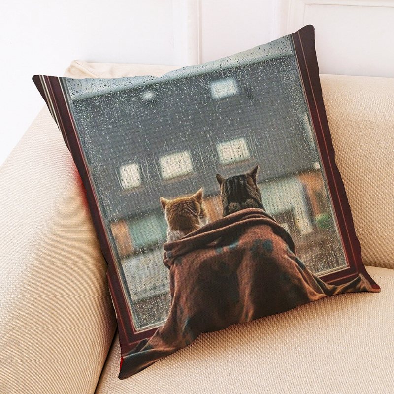 Honana Bx 45x45cm Kattmönster Lyxigt Kuddfodral Graffistil