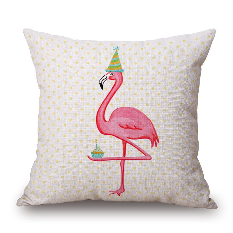 Honana Wx-d2 45x45cm Vintage Flamingos Bomull Linne Kuddfodral Jul Midjekuddfodral