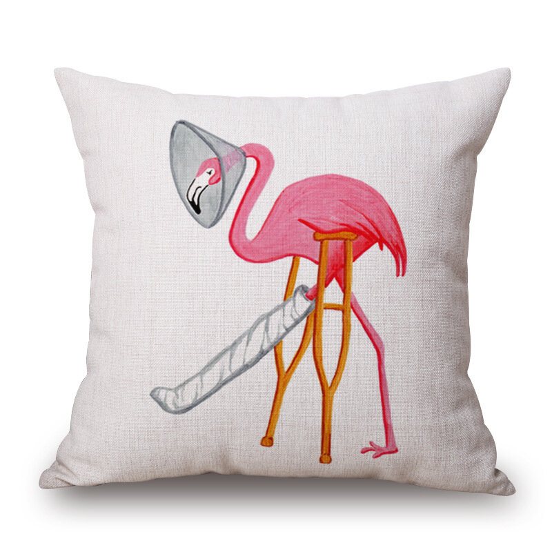 Honana Wx-d2 45x45cm Vintage Flamingos Bomull Linne Kuddfodral Jul Midjekuddfodral