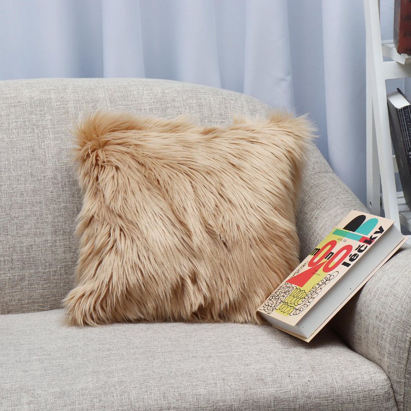 Kuddfodral Fuskpäls Fluffig Plysch Mjuk Soffa Solid Heminredning