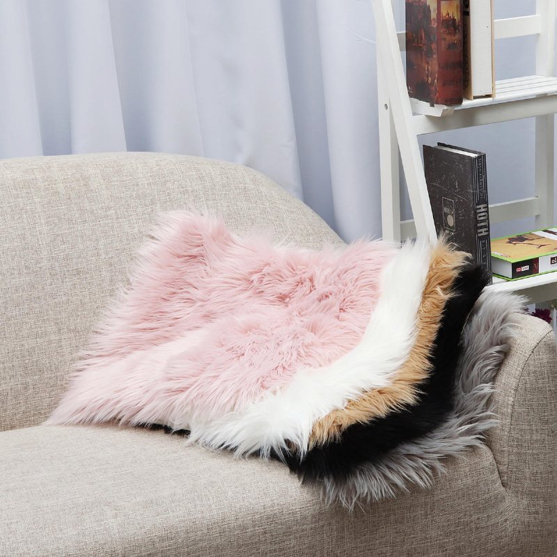 Kuddfodral Fuskpäls Fluffig Plysch Mjuk Soffa Solid Heminredning