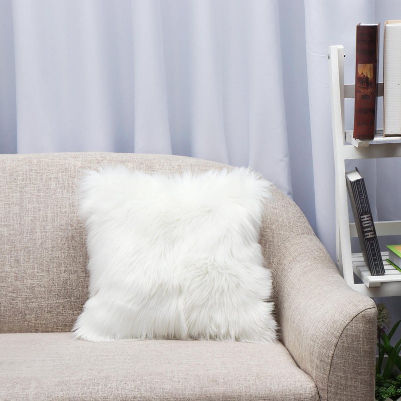 Kuddfodral Fuskpäls Fluffig Plysch Mjuk Soffa Solid Heminredning