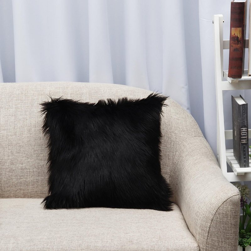 Kuddfodral Fuskpäls Fluffig Plysch Mjuk Soffa Solid Heminredning