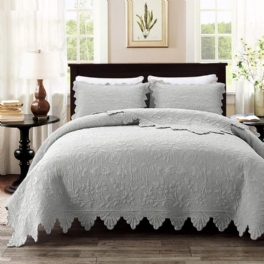 Lyx Farmhouse Sängkläder Quilt Set Queen Size Quiltat Överkast Coverlet Set Bomull
