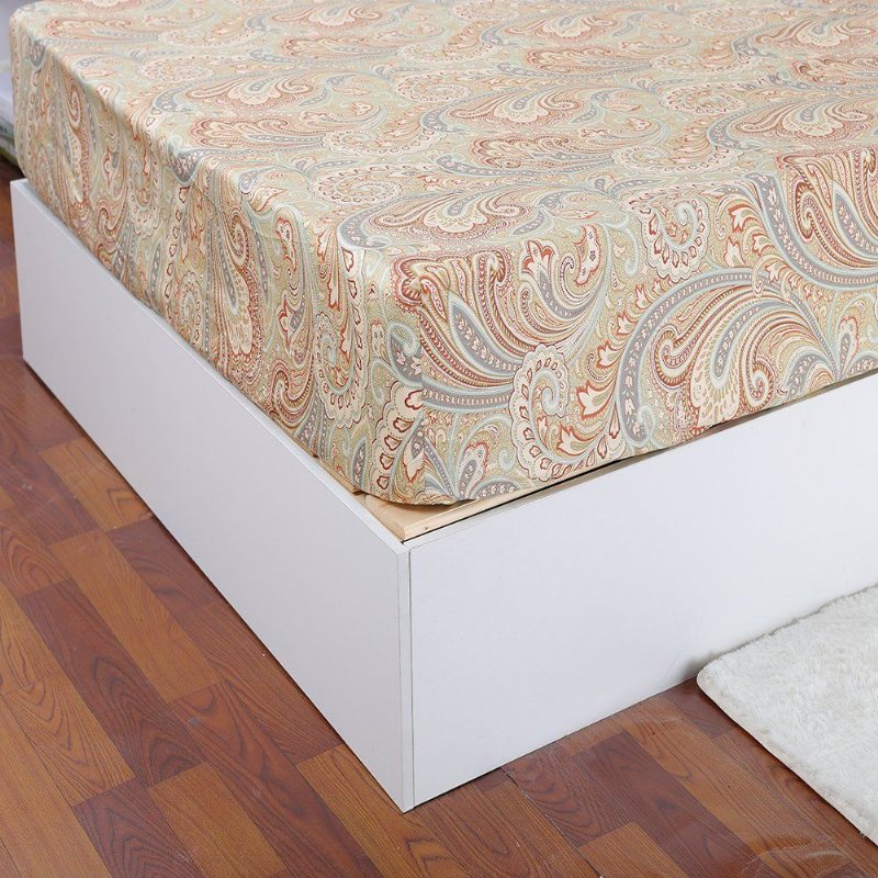 Lyxig Paisley Sängkläder Design Lakan 800 Trådantal 100% Egyptisk Bomull Khaki