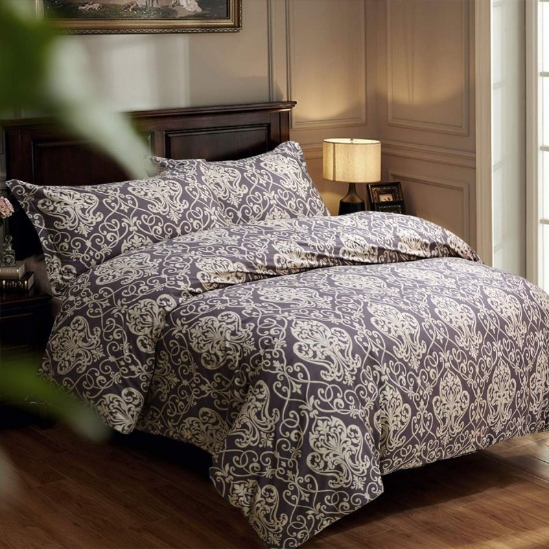 Lyxiga Damast Påslakan Paisley Mönster Royal Style Barock Europeisk 3 St Unika Sängkläder Set 100% Ren Bomull Hypoallergenic