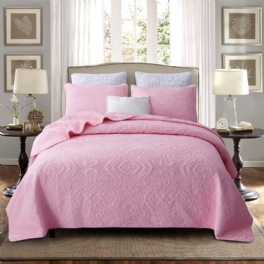Lyxigt Rosa Sängkläder Set 3 Delar Damast Broderi Täcke Set Queen Size 100% Bomull
