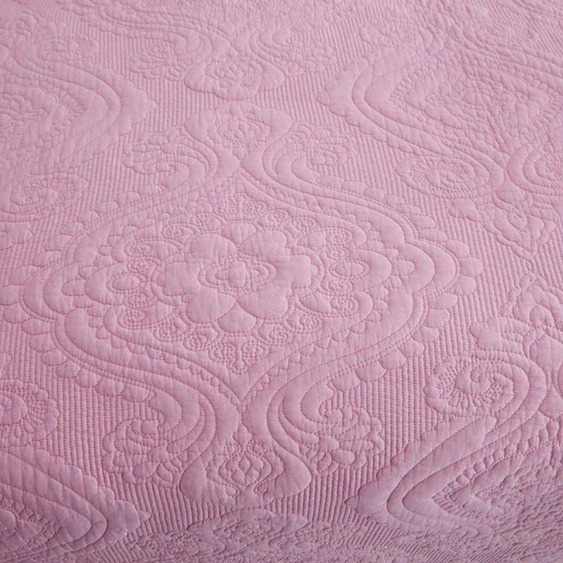 Lyxigt Rosa Sängkläder Set 3 Delar Damast Broderi Täcke Set Queen Size 100% Bomull