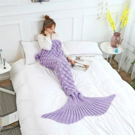 Mermaid Tail Filtar Garn Stickad Handgjord Virkad Filt Barn Sänglinda