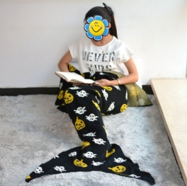 Mjuka Sjöjungfrusvansfiltar För Hela Året Extra Tjocka Pumpamönster För Barn Svart 28''59''