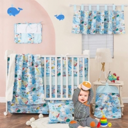 Nautical Coastal Boy's Crib Sängset Oceania Undersea World Coral Fish Print Nursery Set