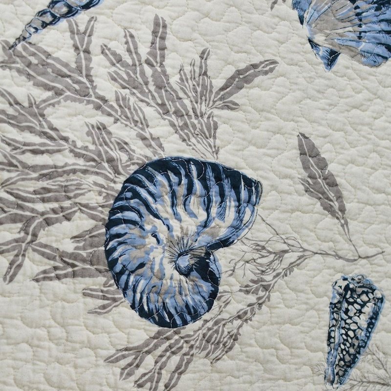 Ocean Täcken Set 100% Bomull Lättvikts Quilt Set Coverlet Set Navy Coastal 2-delad