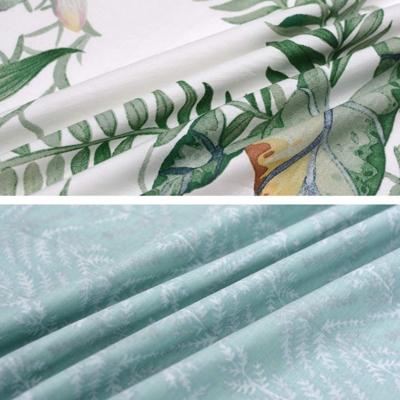 Palmblad Sängkläder Set Butterfly Jungle Rainforest Fruit Blommigt Påslakanset 3 St Grön Vit 100% Bomull