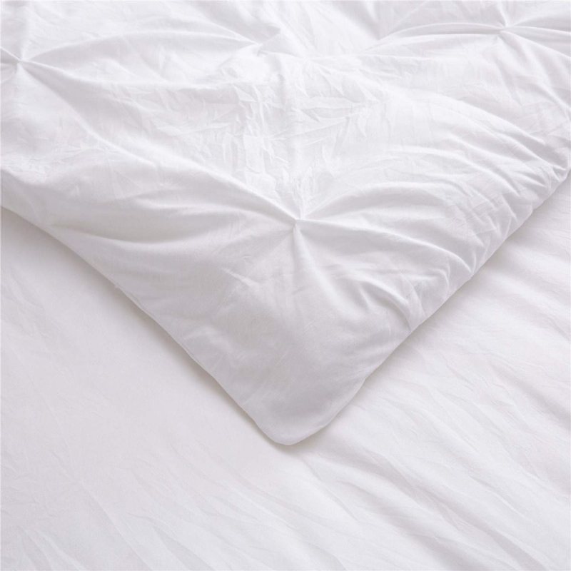 Pinch Pleat Täcken Set Full/queen Size Quilt Med Kudde Shams Ljus Vit Färg