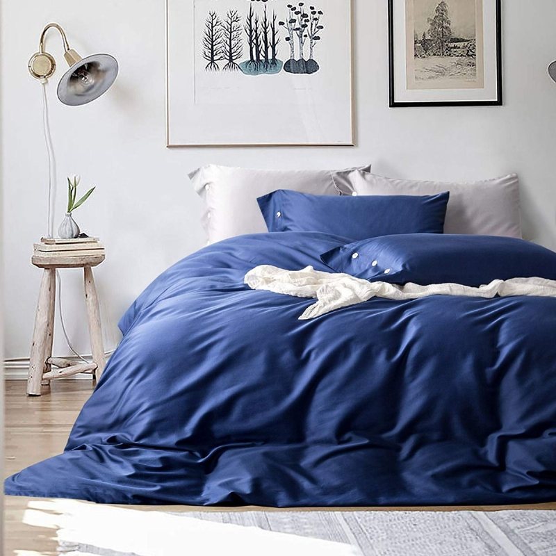 Pure Color Luxury Modern Solid Påslakanset 3st 1000 Trådantal Silkesmjukt 100% Bomullsset Ren Bomullsbäddset