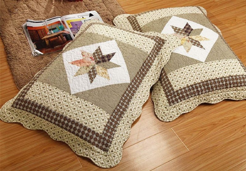 Queen Size Luxury Patchwork Quiltat Överkast Bomullstäcken Set