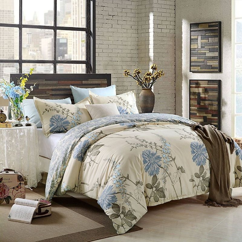 Rench Country Bomull Påslakanset Blommönster Design4 Delar Påslakan Kuddar Shams Sängkläder Set 100% (1 Platt Lakan +1 Och 2 Örngott)