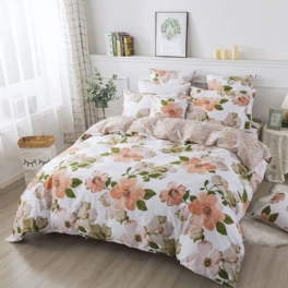 Shabby Orange Flower Påslakan Set Vintage Farmhouse Elegant Blommig Sängkläder Set 100% Bomull Ultra Mjukt Allergivänligt Täcke Med Dold Dragkedja 3 St