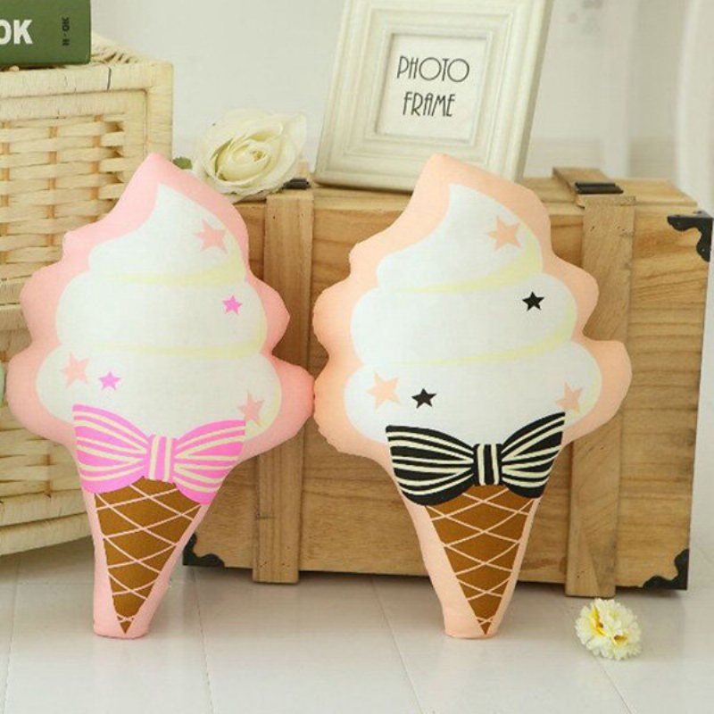 Söt Squishy Ice Cream Bowknot Slängkudde Bomullstyg Soffa Bilsäng Kudde Heminredning