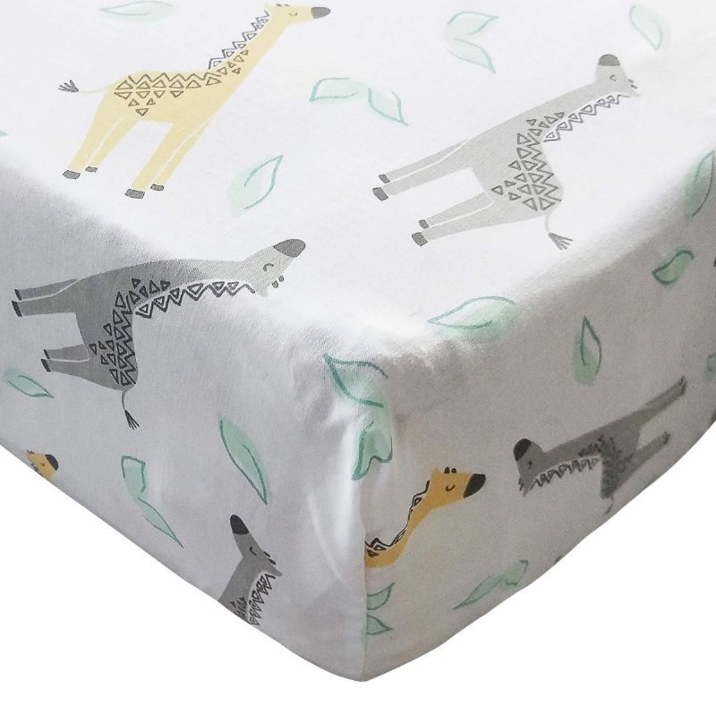 Spjälsäng Sängkläder För Pojkar Baby Skogsmark Giraffe Family Dot Design Grå & Gul 8-delad