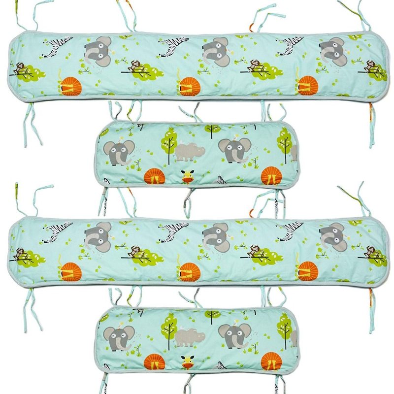 Spjälsängsängset För Pojkar Baby Woodland Spjälsäng Sängkläder Elefanter Zebra Giraffe Lion Tryckt 100 % Egyptisk Bomull Hypoallergenic