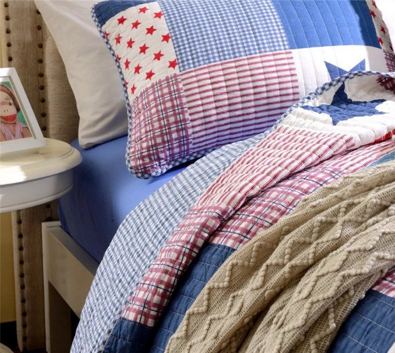 Star Kids Patchwork Twin Quilt Överkast Barn Sängkläder