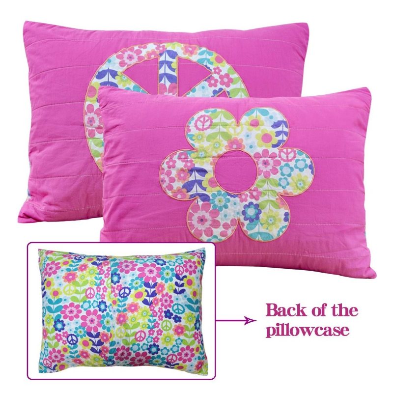 Täckenset För Tjejer I Full Storlek Peace Sign Sängkläder Set Pastell Patchwork Quilt Set 100 % Bomull 3-delad