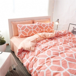 Teen Girls Orange Octagon Sängkläder Set Damask Coral Color Mjuk Bomull Snyggt Påslakanset