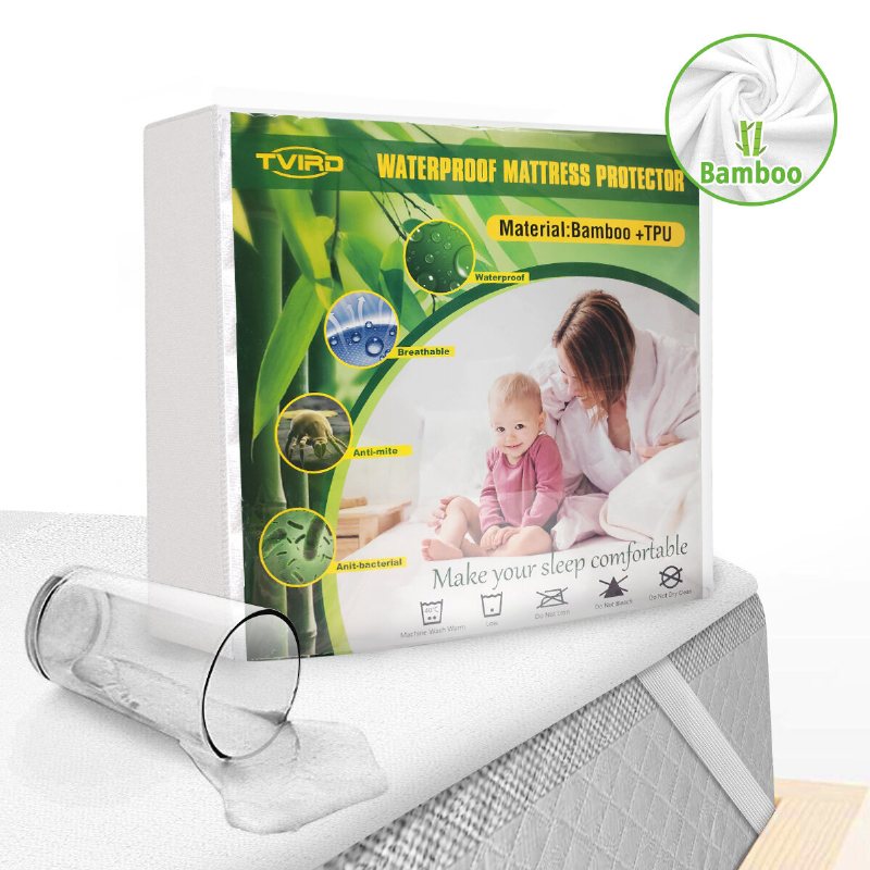 Trivd Madrassöverdrag Vattentätt Bambu Madrassskydd Bomull Mjukt Utrustat Överdrag King Size 180 X 200 cm