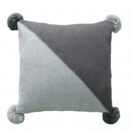 Turkos Kuddfodral Stickade Med Pom Tofs (18 X 18 Tum)
