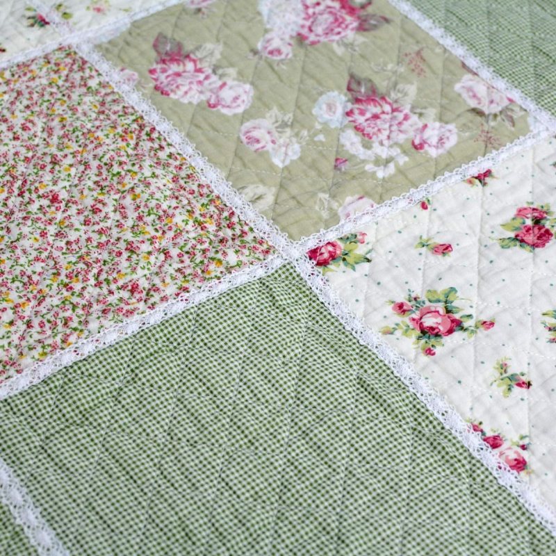 Twin Size Patchwork Täcken Filtar Lättvikts Quiltat Överkast För Dagbädd 100 % Bomull