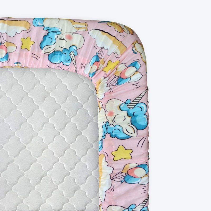 Unicorn Spjälsäng Lakan Blush Pink Baby Girl 100 % Bomull Mjuk Av Sängkläder Set
