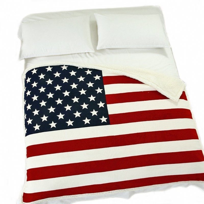 Vändbar Flanellfleece Sherpa Patriotic Usa Flaggfiltthe Stars And Stripes Old Glory The Star-spangled Banner Throw