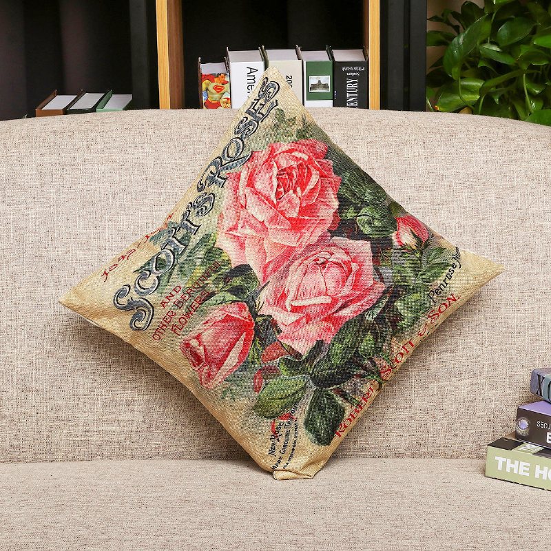 Vintage Blomma Bomull Linne Kuddfodral Soffa Heminredning