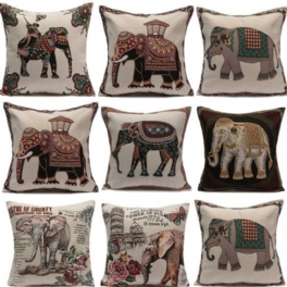Vintage Elephant Jacquard Kuddfodral Hemsoffa Bildekor