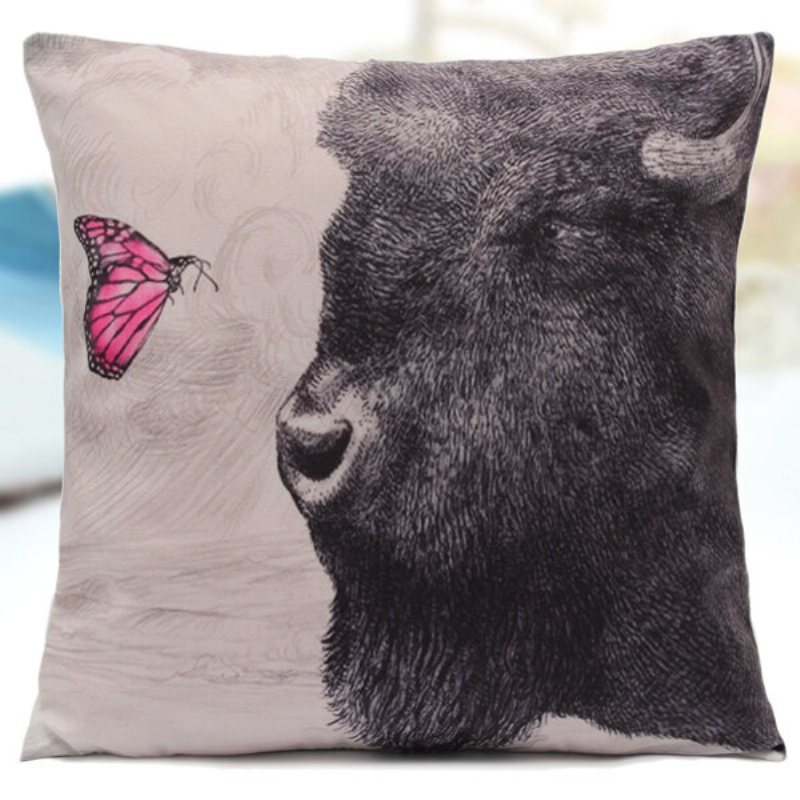 Vivid 3d Animal Kort Plysch Kuddfodral Hemma Soffa Bil