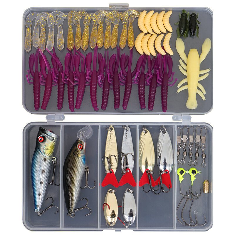 17-101 St Fiskedrag Set Fiskeredskap Kit Beten Krokar