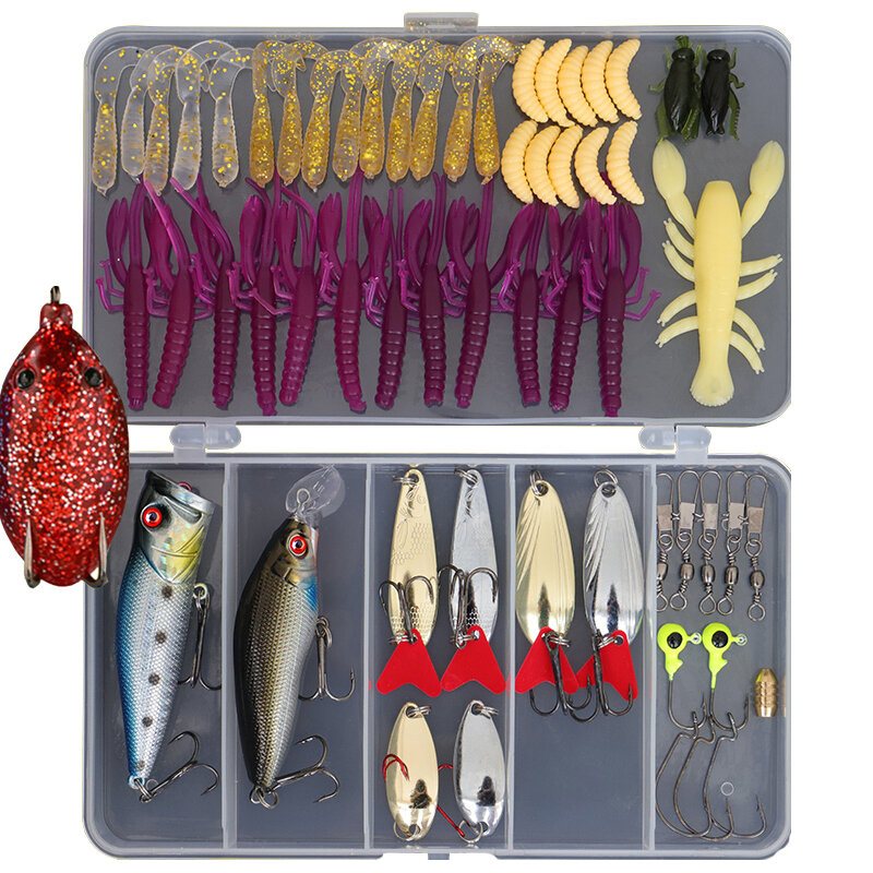 17-101 St Fiskedrag Set Fiskeredskap Kit Beten Krokar