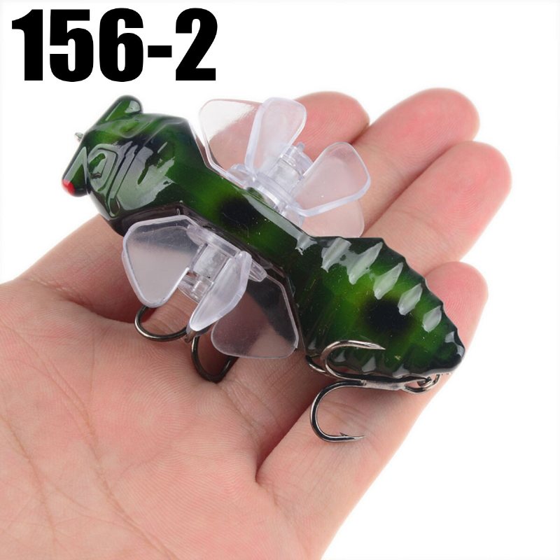 1psc 7.5 cm Artificiellt Bete Fiskedrag Insekts Roterande Vingar Swimbbait Fiskekrok