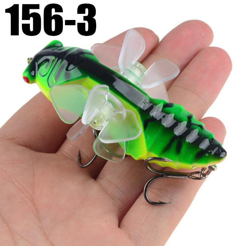 1psc 7.5 cm Artificiellt Bete Fiskedrag Insekts Roterande Vingar Swimbbait Fiskekrok