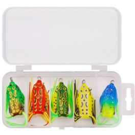 5/15 St Frog Fishing Lure Mjuka Konstgjorda 3d-ögon Silikon Fiskeredskap Beten Med Förvaringslåda